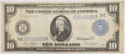 1914 $10 Dollar Federal Reserve Note Richmond FR#923 White-Mellon Type 1 d219 - Image 1 of 4