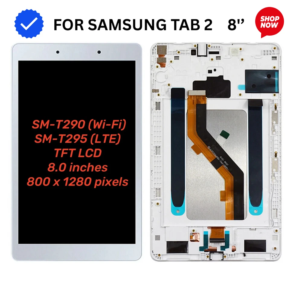For Samsung Galaxy Tab A2 8" 2019 SM-T295 LCD Screen Display Digitizer white - Image 1 of 1