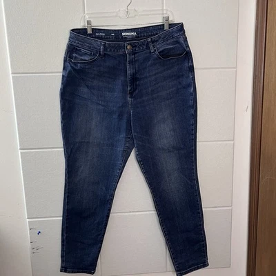 Jeans Sonoma Curvy Skinny Feminino Azul Tamanho 16 R Ins 26,5” Perna Reta Elástica - Imagem 1 de 4