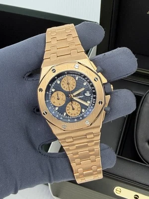 26238OR Updated Open Caseback Blue Dial Rose Gold Royal Oak Offshore Chronograph - Image 1 of 4