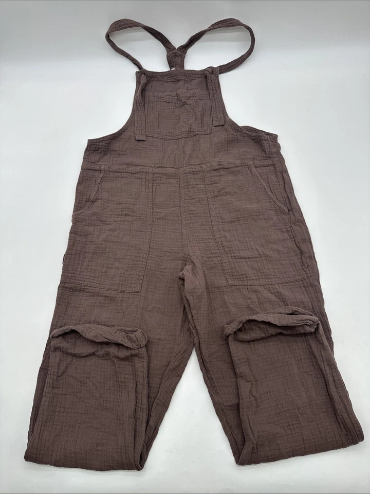 Aerie Overalls One Piece Women M Brown Pockets 100% Cotton.#36200 - Image 1 of 4