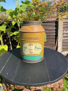 Antiguo carrito de té Toleware con decoración pintada a mano premio cerdos almacenamiento de hojalata - Imagen 1 de 4