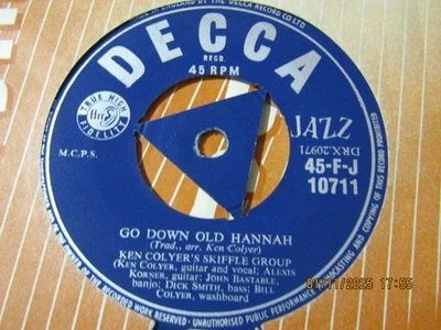 KEN COLYER'S SKIFFLE GROUP-GO DOWN OLD HANNAH-DECCA TRI SCARCE 45 — 第 1/2 张图片