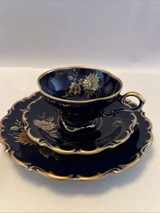De colección Lindner Kueps Baviera Real Cobalto Oro Jeannette CupSaucer/BreadButter Trio - Imagen 1 de 18