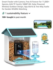 Bird Feeder w/ Camera, Free Al, 64G TF Card & 1080P HD, Solar-Powered,App Alerts - Picture 1 of 16
