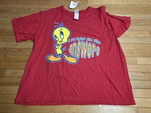 Vintage Tweety Bird T Shirt V Neck Womens 22/24W Red - Picture 1 of 6