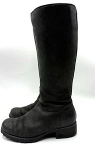 UGG Australia Damen schwarz Leder hohe Reitstiefel Lammfell gefüttert Größe 8 - Bild 1 von 8