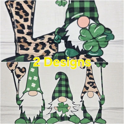 2 Piece Set St. Patrick's Day Pillow Covers 18x18 Inch New Gnomes Leopard Print  - Image 1 of 4