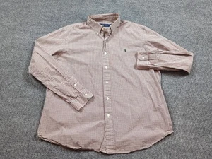 Ralph Lauren Shirt Mens XL Brown Check Cotton Button Long Sleeve Business Preppy - Picture 1 of 8