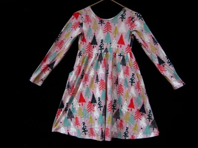 Hanna Andersson рождественская елка платье ~ розовый эластичной хлопок ~ карманы ~ США 10 ~ EUC! - Изображение 1 из 4