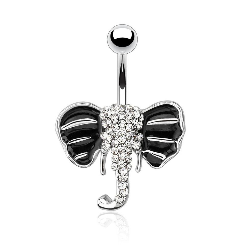 Piercing Ombelicale Elefante Nero - Immagine 1 di 1