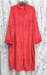 SMALL~S~4~6 Secret Treasures LONG RED CHENILLE SOFT ZIP-FRONT NIGHTGOWN ROBE * - Picture 1 of 4