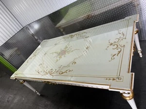 French Dining Room Table Made In Italy Italian Quality With Glass Top Protector - Picture 1 of 7