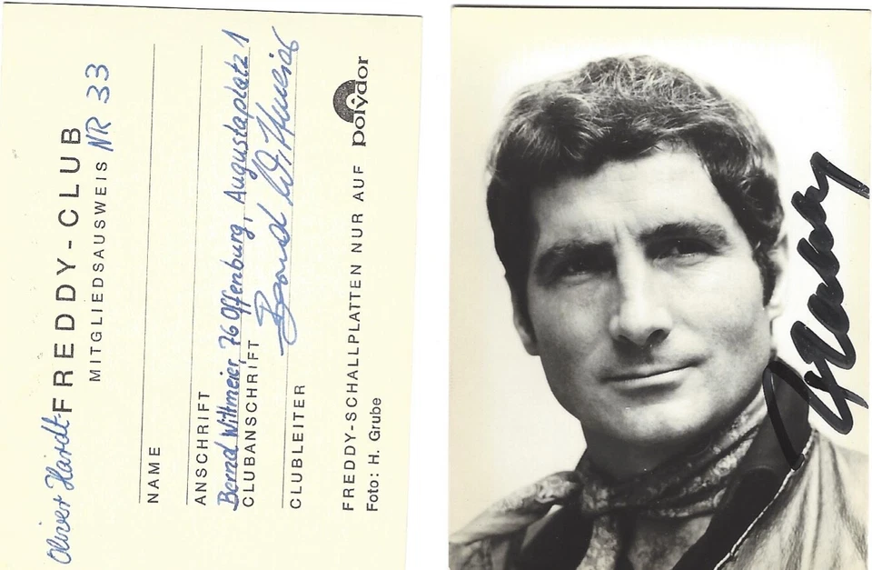 Autogramm Freddy Quinn auf Clubausweis in den 60er Jahren signiert xyz - Bild 1 von 1