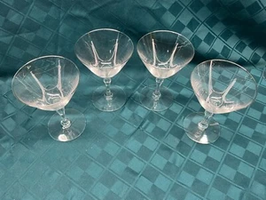 Four (4) Vintage Signed Fostoria Martini Stemware Engagement Pattern Platinum Ri - Picture 1 of 7