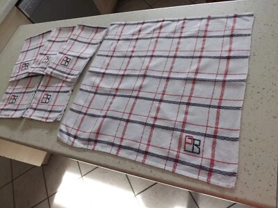 6 serviettes de table, "bistro", mono P B, en fil de lin, anciennes - Photo 1/4