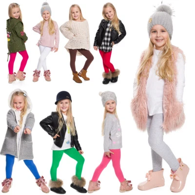 FUTURO FASHION Kinder Kinder Mädchen schlichte Baumwolle dick volle Länge Leggings Partyhose alle Altersgruppen
