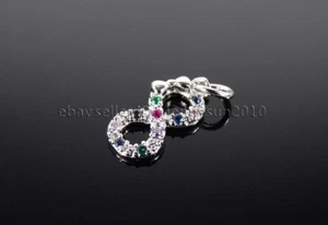 Multi-Colored Zircon Gemstones Pave Pendant Charms Beads Silver Gold Plated - Picture 1 of 19
