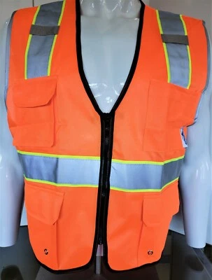 Трехцветный оранжевый защитный жилет FX HI-VIS с 4 передними карманами от малого до 3XL  - Изображение 1 из 4