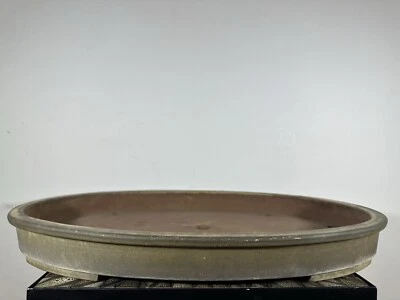 "Olla bonsái ovalada poco profunda Tokoname japonesa de colección usada Kakuzan - 24,5"" por 16" Foto 1 de 4