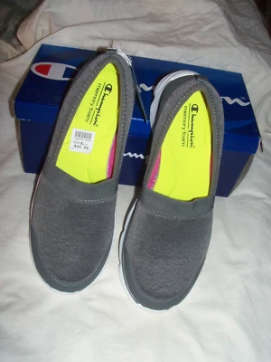 NUEVO CON ETIQUETAS ZAPATOS INFORMALES MUJER CHAMPION ESPUMA VISCOELÁSTICA SIN CORDONES GRIS LIGERO 8.5 NUEVOS EN CAJA Foto 1 de 4