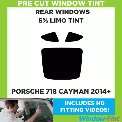 Película negra 5 % limusina tinte ventana precortada para Porsche 718 Cayman 2014+ Foto 1 de 4