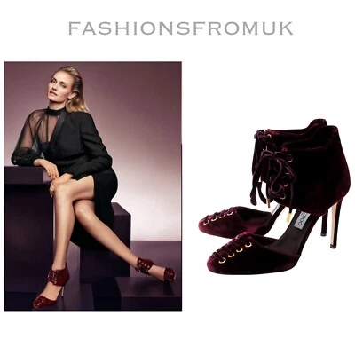 Bombas con cordones de terciopelo vino borgoña JIMMY CHOO MARI 36 UK3 Foto 1 de 4