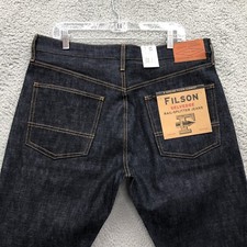 CC Filson Mens Jeans Blue 36x34 Cotton Rail-Splitter Selvedge Raw Indigo Pants
