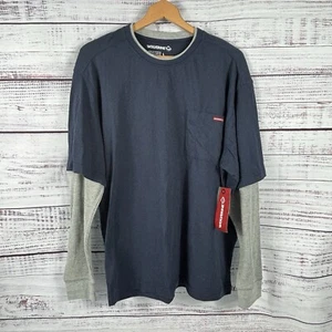 Wolverine Long Sleeve Shirt Mens L Navy w/Gray Pocket Stylish Comfort J44 - Picture 1 of 8