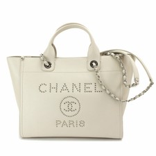 CHANEL Deauville 2way Chain Shopping Tote Shoulder Bag Off White A57069 90073658
