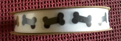 Cinta de satén tejida de poliéster de colección Offray DOG BONE 5/8"- 10 yardas blanco/negro envío gratuito Foto 1 de 3