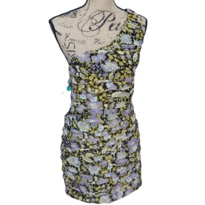 Neu mit Etikett Zara One Shoulder Minikleid geblümt gold lila Größe S - Bild 1 von 4