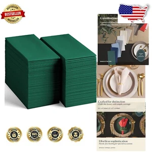 Premium Disposable Linen-Like Green Napkins, 12" x 17" - Perfect for Parties - Picture 1 of 10