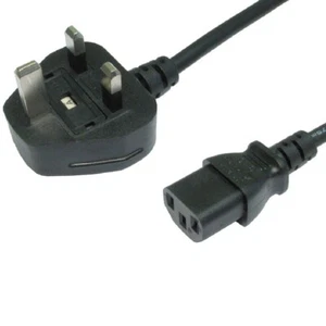 Kettle Lead 1.80 Metre UK Mains Power Plug to IEC C13 Cable FOR PC Monitor TV - Picture 1 of 4