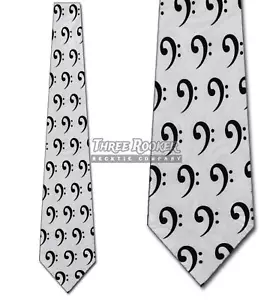 Music Note Tie G Clef Neckties Musician Notes Neck Ties White Brand New - Picture 1 of 3