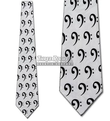 Music Note Tie G Clef Neckties Musician Notes Neck Ties White Brand New - Image 1 of 3