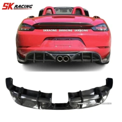 Labio difusor parachoques trasero de fibra de carbono para Porsche 718 Boxster Cayman 2013-2016 Foto 1 de 4