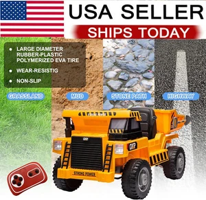 Kids Ride On Dump Truck 12V Battery Powered Electric Dump Bed with Extra Shovel - Picture 1 of 13