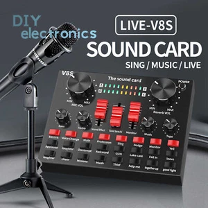 V8S Bluetooth4.2 Audio Broadcast Headset Microphone Webcast Live Sound Card US - Photo 1/21