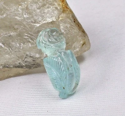 Natural Aquamarine 27mm 21ct Carved Gemstone Ring Pendant - Image 1 of 4