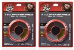 2 Pack Trophy Taker 5 Color Camo Wheel Hunting Face Paint Turkey Deer Hunting - Picture 1 of 3