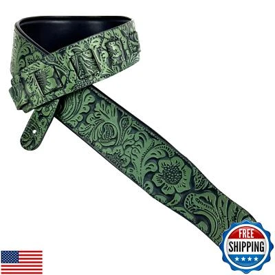 Walker and Williams G-975 Feito à Mão Esmeralda Forrest Verde Western Em Relevo Gui - Imagem 1 de 4