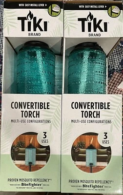 2 TIKI Blue Glass 68 in. Carnival Garden Torch 1 In Each Use BiteFighter Fuel - Image 1 of 4
