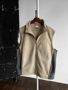 Columbia Herren Full Zip Fleece Beige Weste Taschen Logo Outdoor City Größe -... - Bild 1 von 7