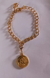 Gold Plated St Christopher Anklet - Picture 1 of 2