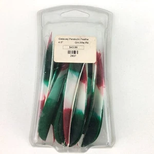 Gateway Printz 4" Right Wing Parabolic Feather Fletchings White Red 2837 - Picture 1 of 2