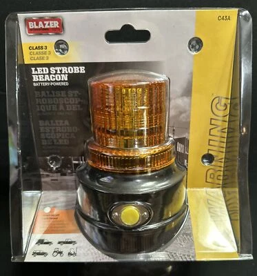 BLAZER INTERNATIONAL TRAILER & TOWING ACCESSORIES LED Magnetic Amber Warning Beacon Flash Strobe Tractor Flashing Light Battery