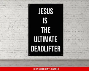 Jesus Deadlifter Banner - Motivation Home Gym Wandbild - Bild 1 von 7