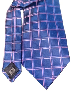 Corbata a cuadros rosa azul - 100% seda tejida - Corbata - Imagen 1 de 3