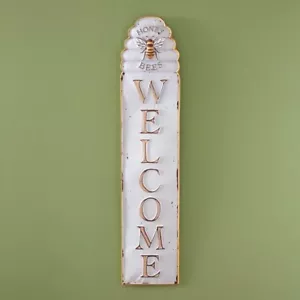 Unique Honey Bees Welcome Wall Mounted Metal Sign - Picture 1 of 2